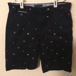 Tommy Hilfiger Allover Letter Print Shorts | Navy | Size 14 (Boys)